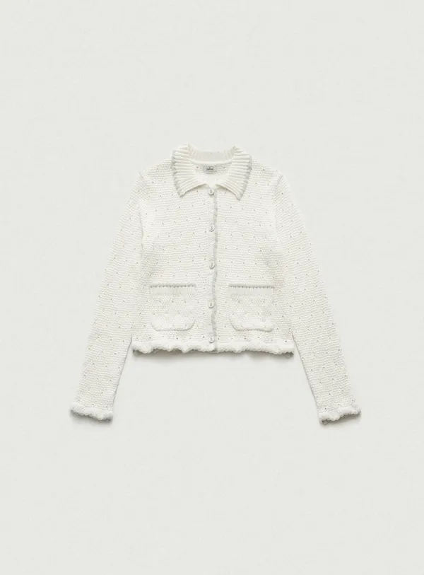 Fluff Scallop Knit Cardigan