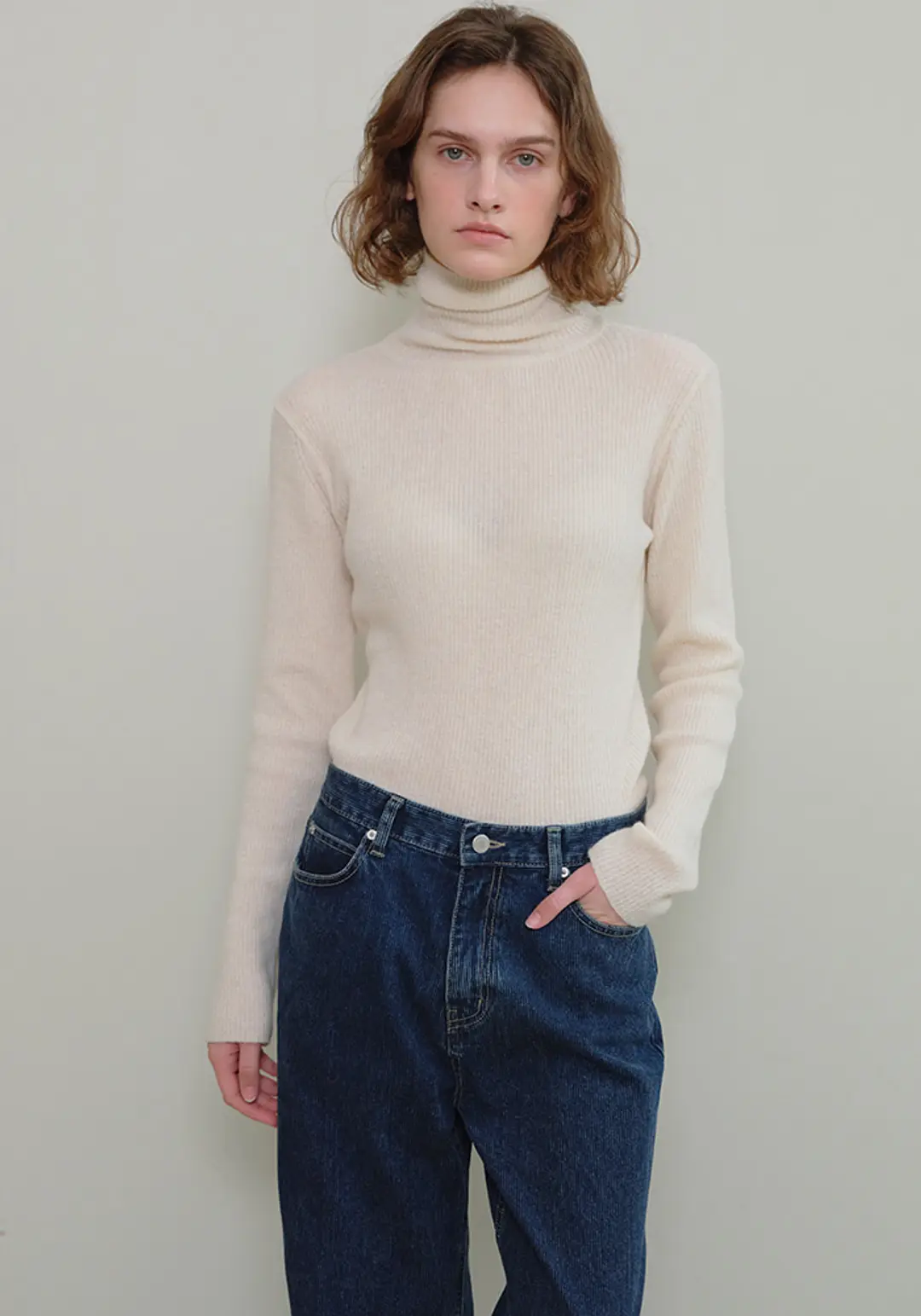 이브세이지 Ribbed turtleneck knit (Cream) 상품 이미지 2