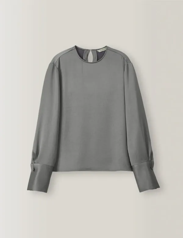 Helen Round Cuffs Blouse (Gray)
