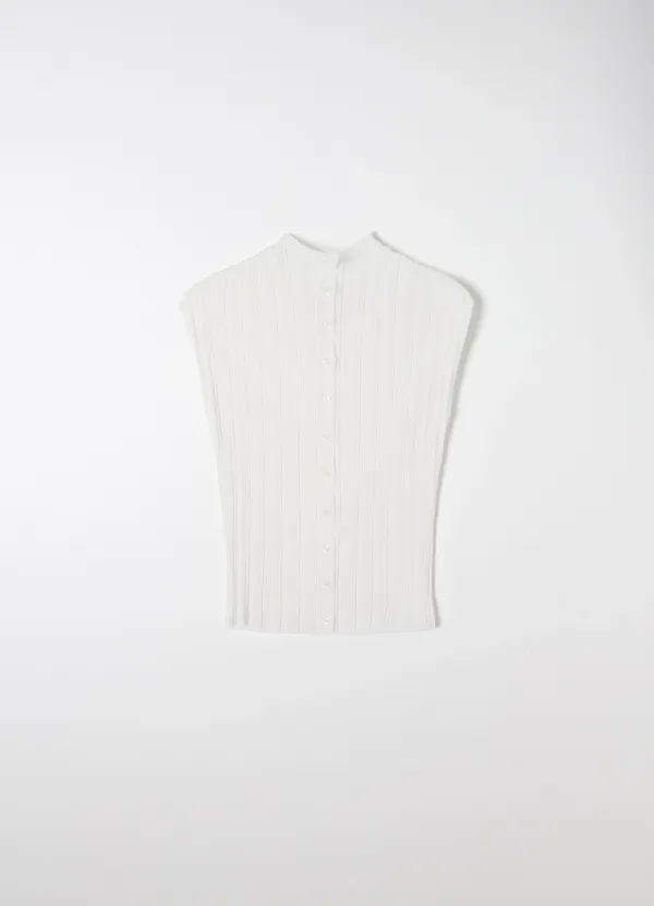 Rib Pleats Knit (White)