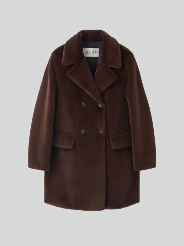 GRANDMA FAUX FUR DOUBLE COAT (VINTAGE BROWN)