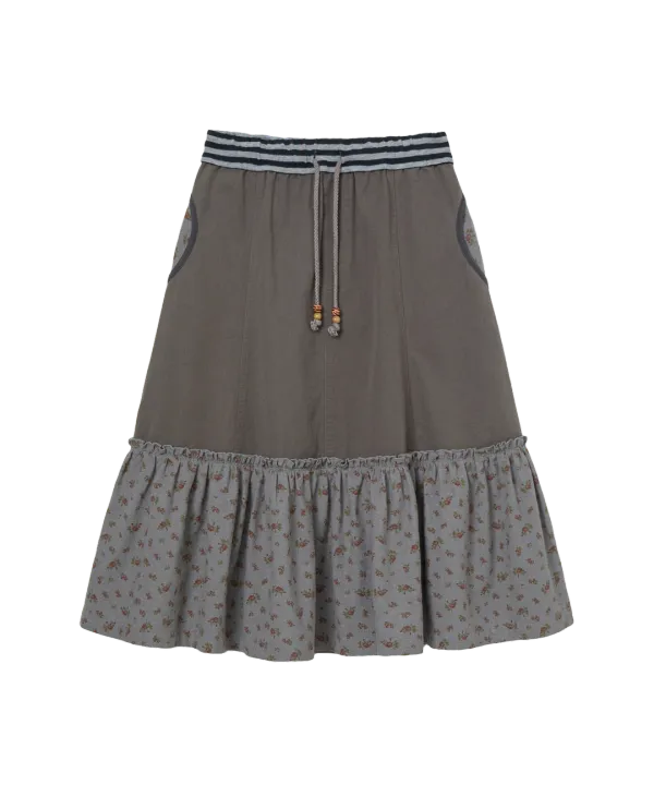 FLOWER BLOCK SKIRT [CHARCOAL]
