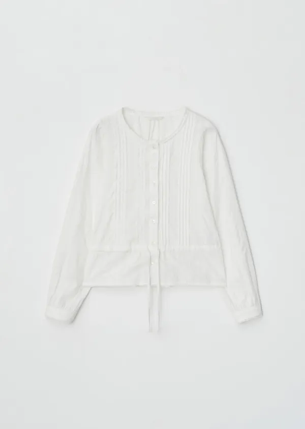 jacquard pintuck blouse-ivory
