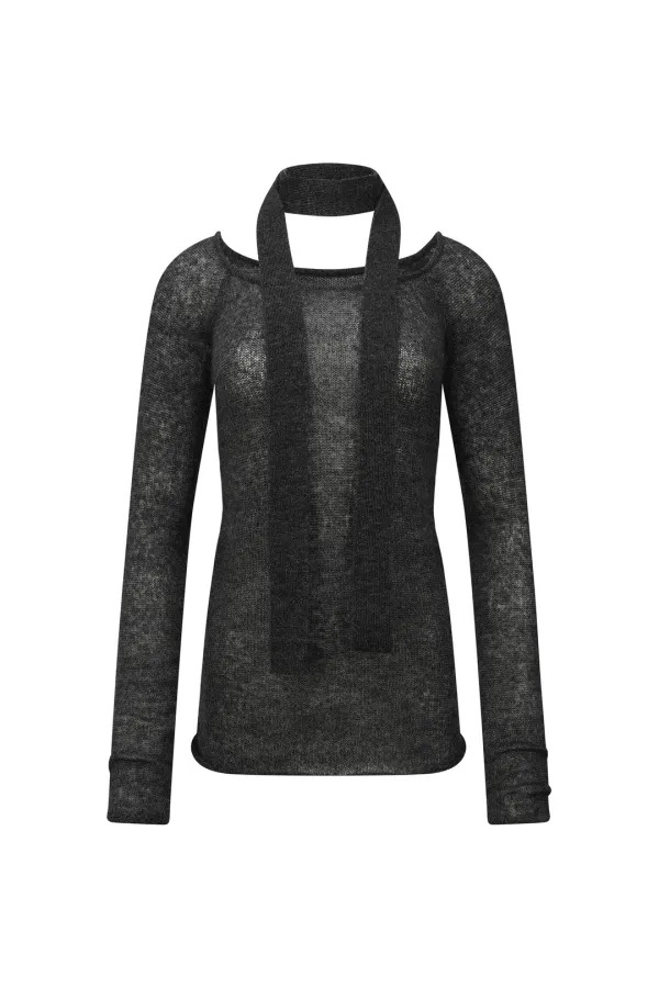 MIXED MUFFLER KNIT BLACK