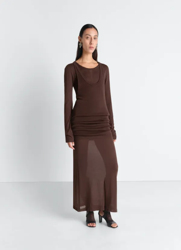 LONG SLEEVE TUBE DRESS IN VISCOSE CREPE