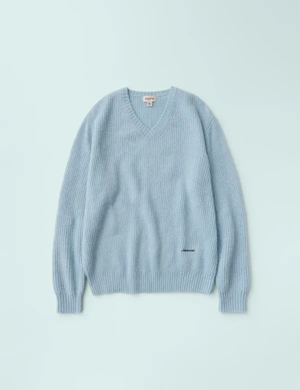 Bach V-neck Wool Knit (Light Blue)