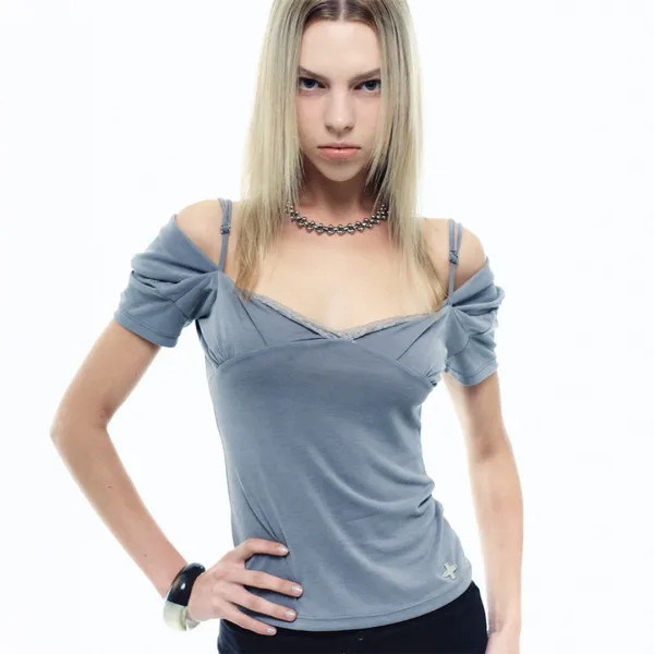 REYA LACE TOP (GREY)