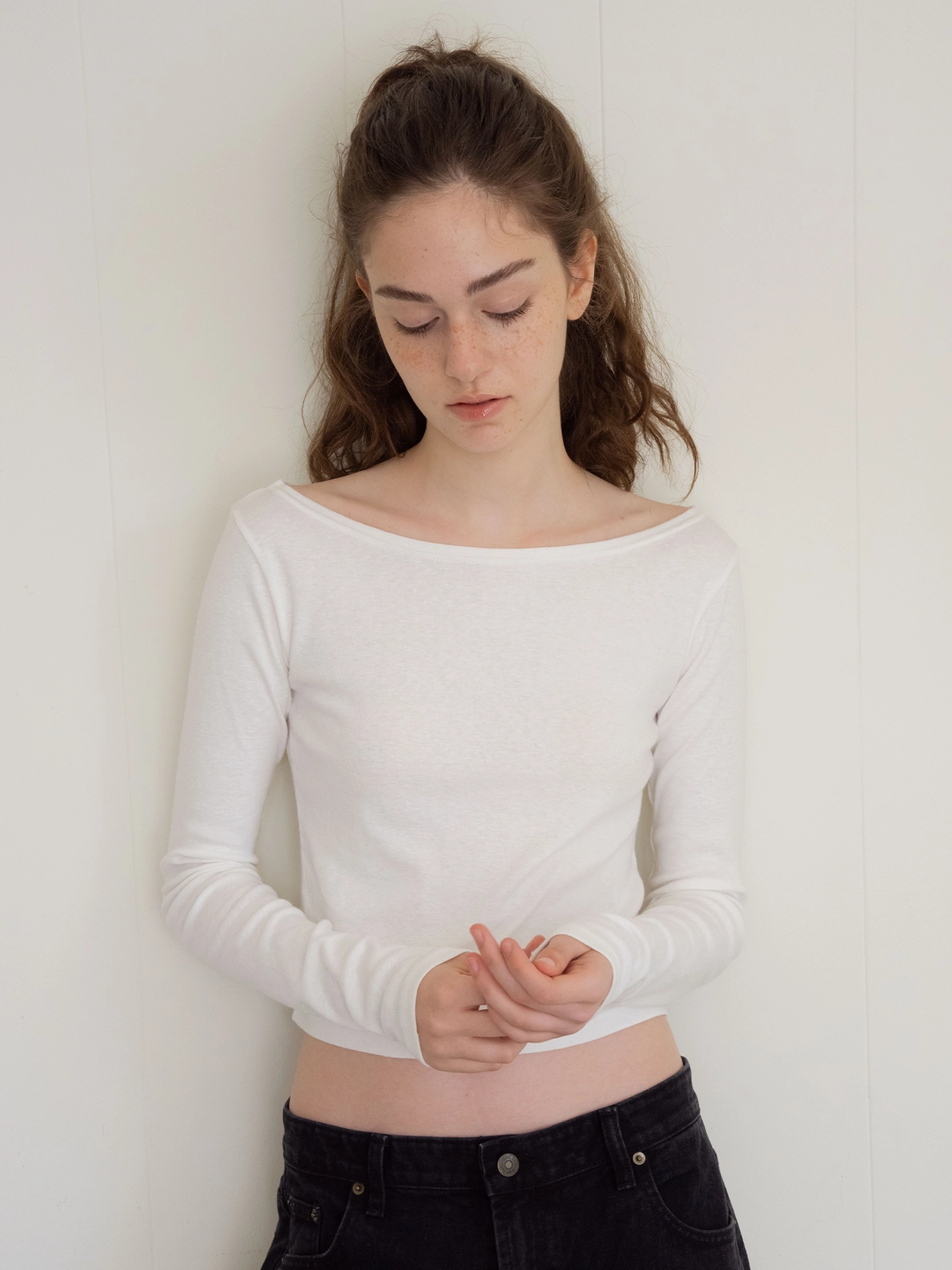 헤더먼트 pilling wide boatneck t-shirt (ivory) 상품 이미지 2
