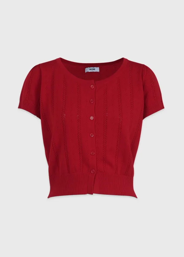  [44-120]  Romy Short-Sleeve Cardigan  로미 쇼츠 슬리브 가디건 (여름-데일리룩-출근룩-휴가룩-데이트룩-기본템-여름가디건-반팔가디건-펀칭가디건-여름코디-러블리-라운드넥-자체제작) 