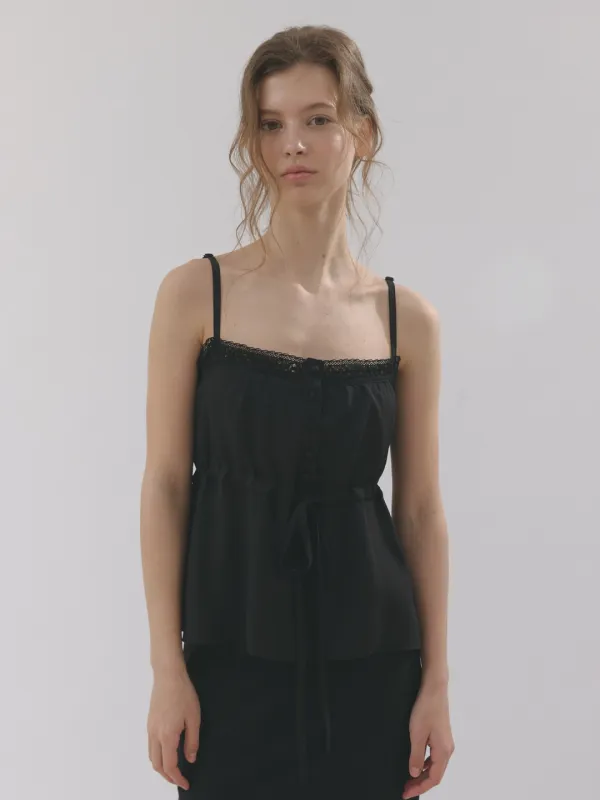 sheer wrinkled lace top (black)