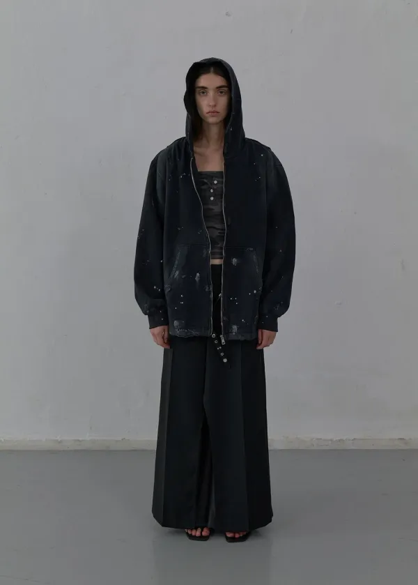 PAINT-EFFECT DENIM JACKET (BLACK)