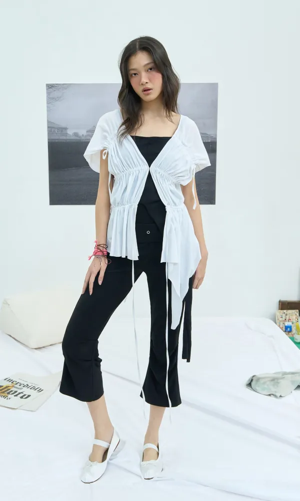 Jersey Shirring Blouse_White