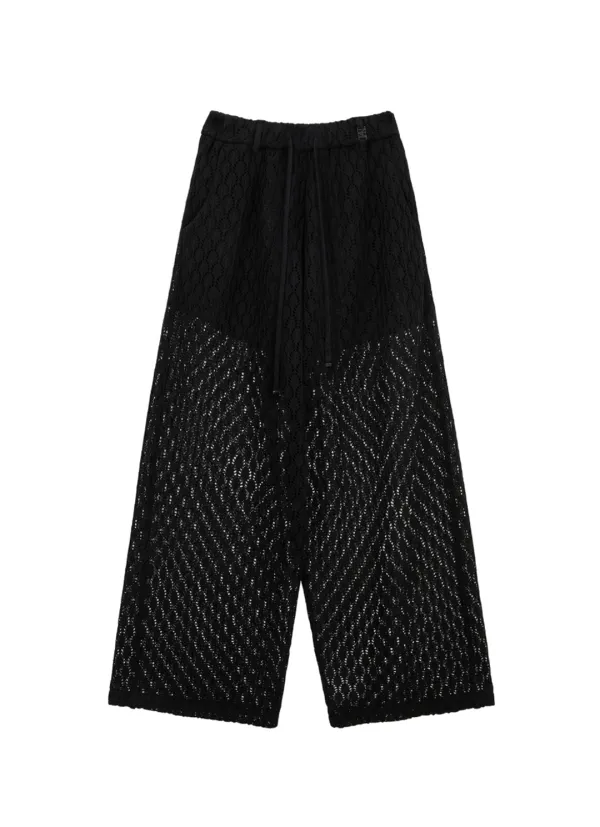 Lace Embellished Set-up Pants [ Black ]