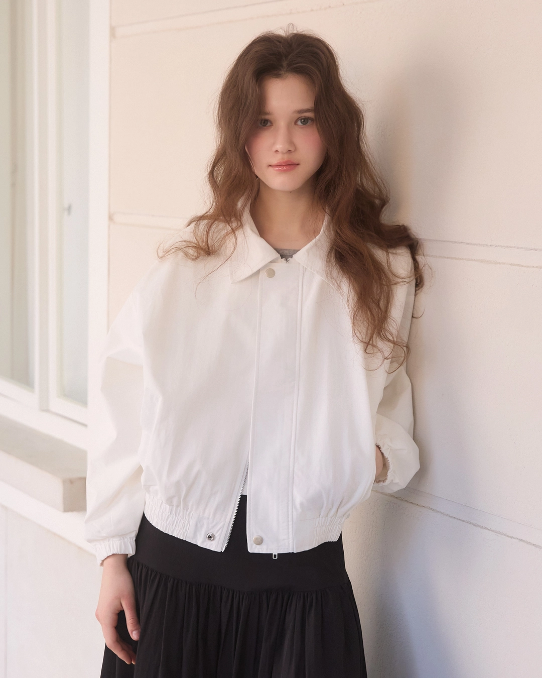 어다울 [3차 리오더] Clear zip up blouson - white 상품 이미지 2