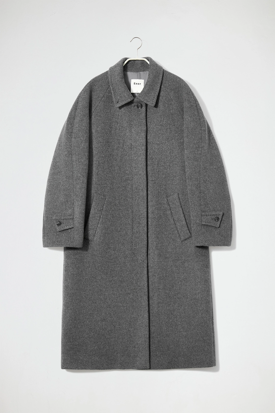 엔오르 HIDDEN BUTTON WOOL BALMACAAN COAT - GREY 상품 이미지 1