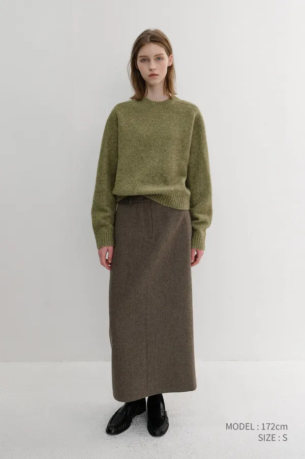 H-LINE LONG SKIRT MELANGE BROWN_UDSK6D223W2