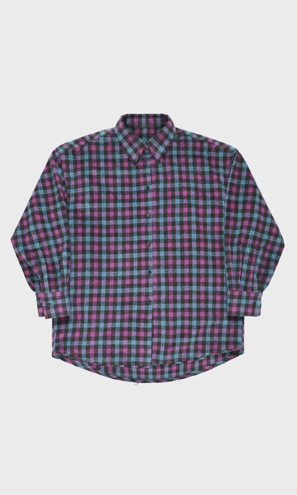 Raw-cut Warm Check shirt_Purple