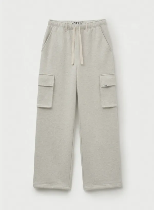[RIIZE\'s Pick] Cargo Wide Sweatpants - Melange Ivory