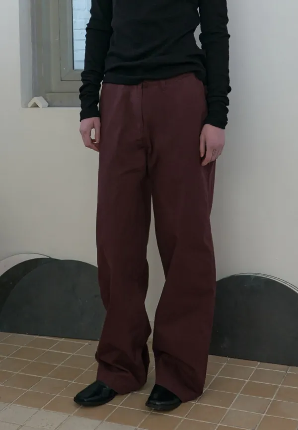 Washing cotton chino pants (burgundy)
