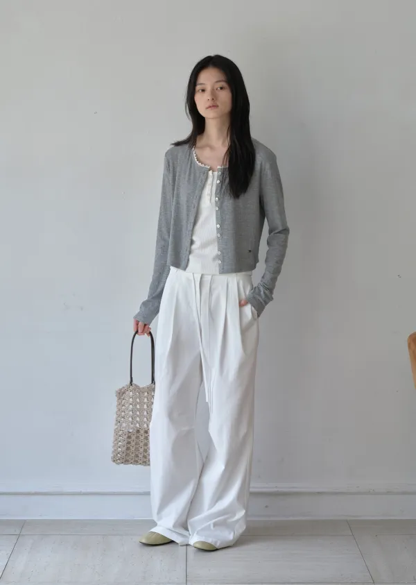 LACE TRIMMING CARDIGAN (ash gray)