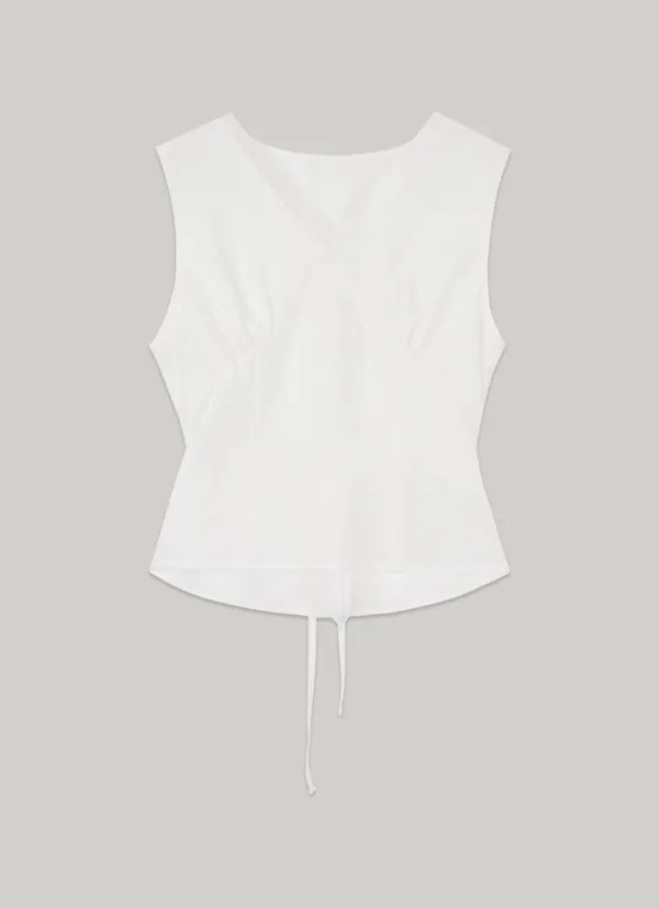 comos 1435 shirring sleeveless blouse (ivory)