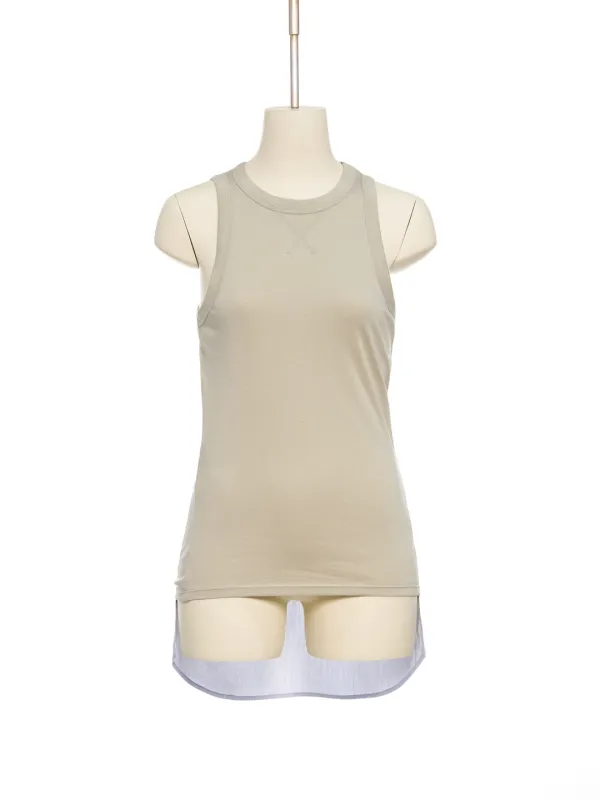 PF25 KHAKI SHIRT CONCEALABLE SLEEVELESS TOP