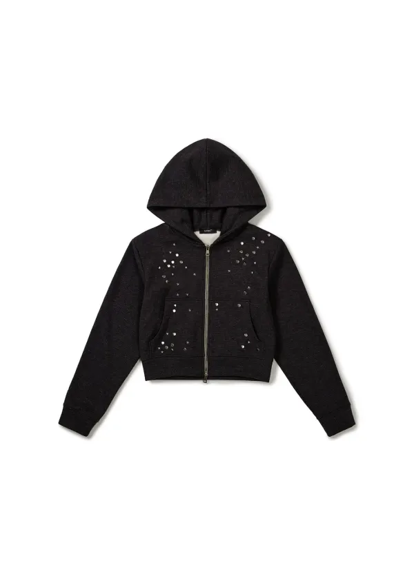 SPARKLE ZIP-UP HOODIE (BLACK)