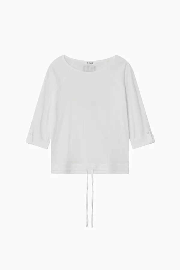 ROLL-UP DOT LABEL TEE, IVORY