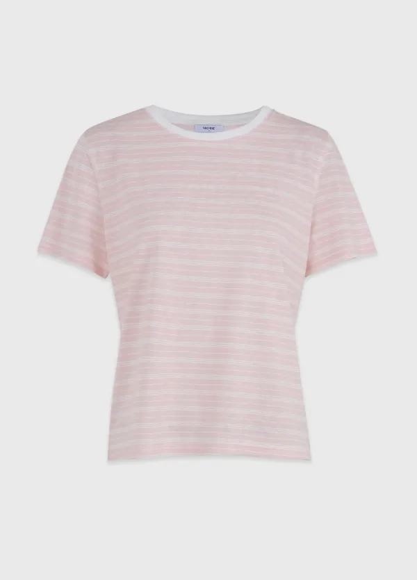 [44-120]  Risus Stripe Stich Contrast Tee  리수스 스트라이프 스티치 컨트라스트 티 (여름-데일리룩-출근룩-여행룩-휴가룩-데이트룩-스트라이프-여름티셔츠-티셔츠-반팔티셔츠-체형커버-루즈핏-다이마루-자체제작)