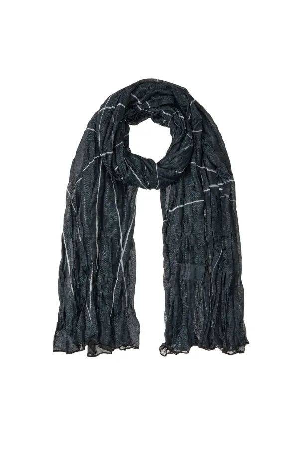 WRINKLE PATTERN SCARF IN BLACK / WHITE