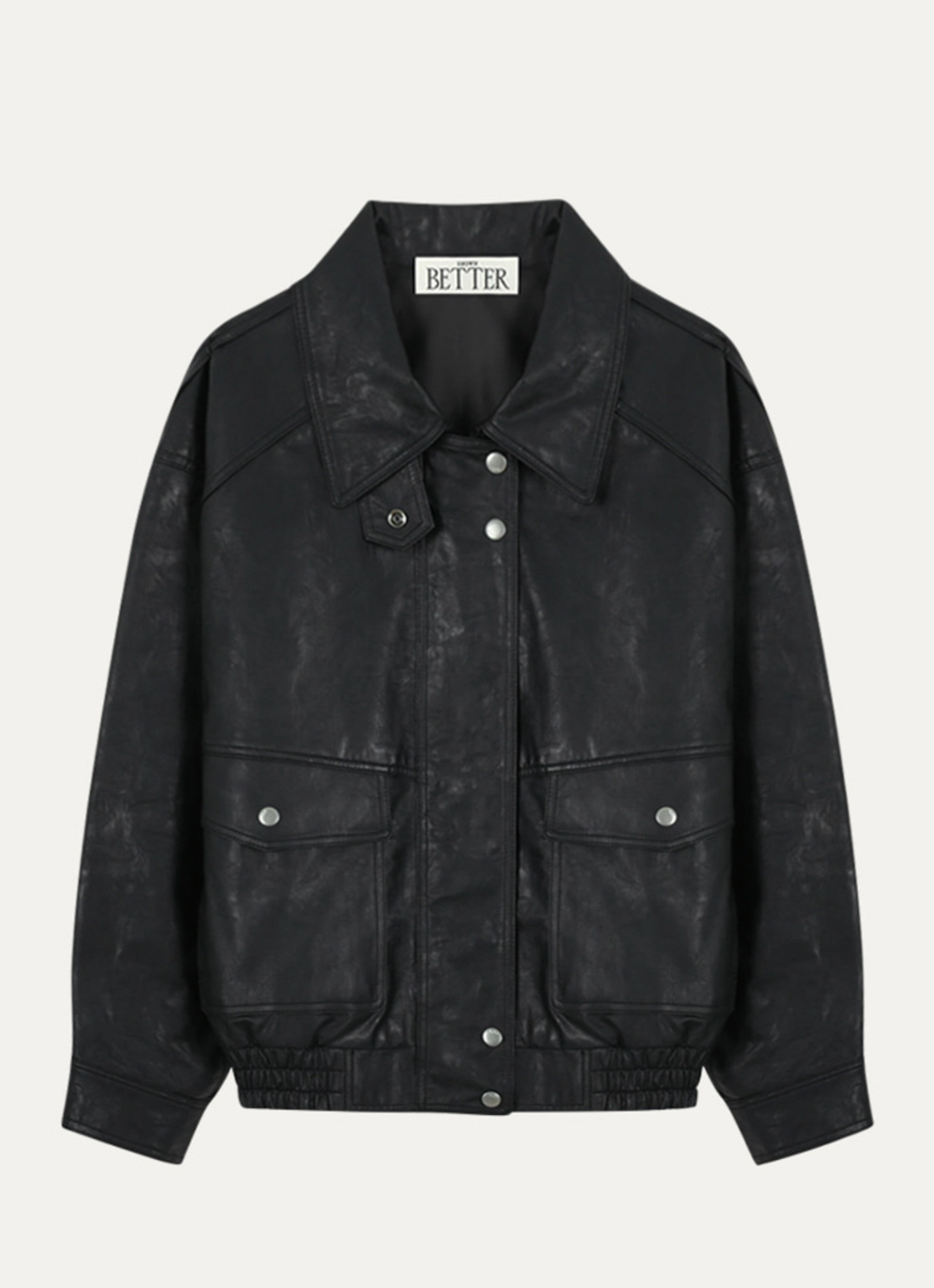 노운베러 Classic crack leather jumper [KNFW01JP01]_Black 상품 이미지 3