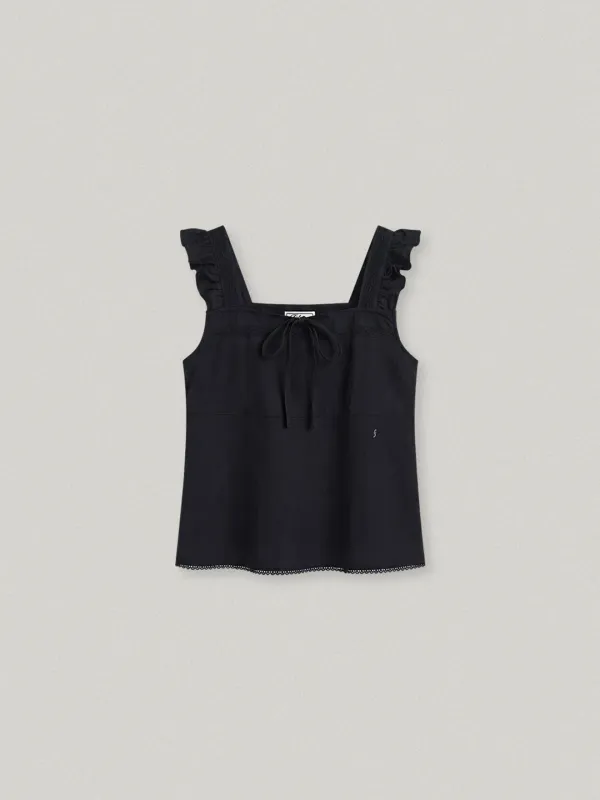 MERLINE RUFFLE BLOUSE - BLACK멜린 러플 블라우스
