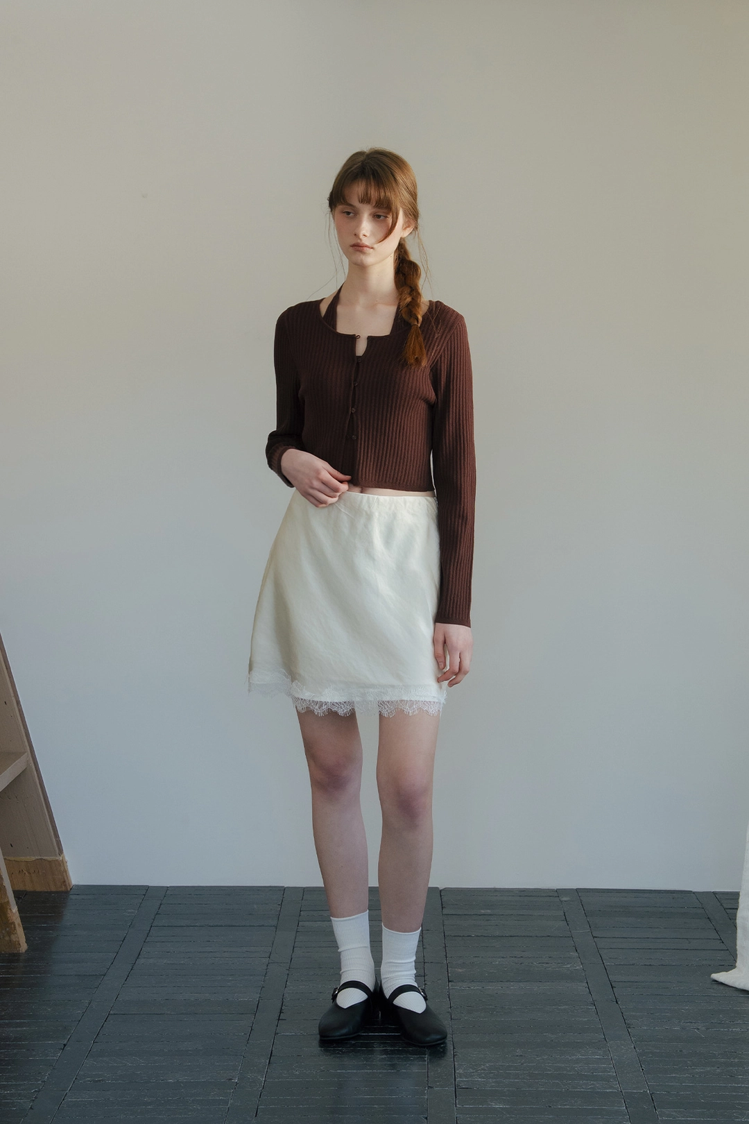 샤드라마 SAND SATIN LACE SKIRT [CREAM] 상품 이미지 2