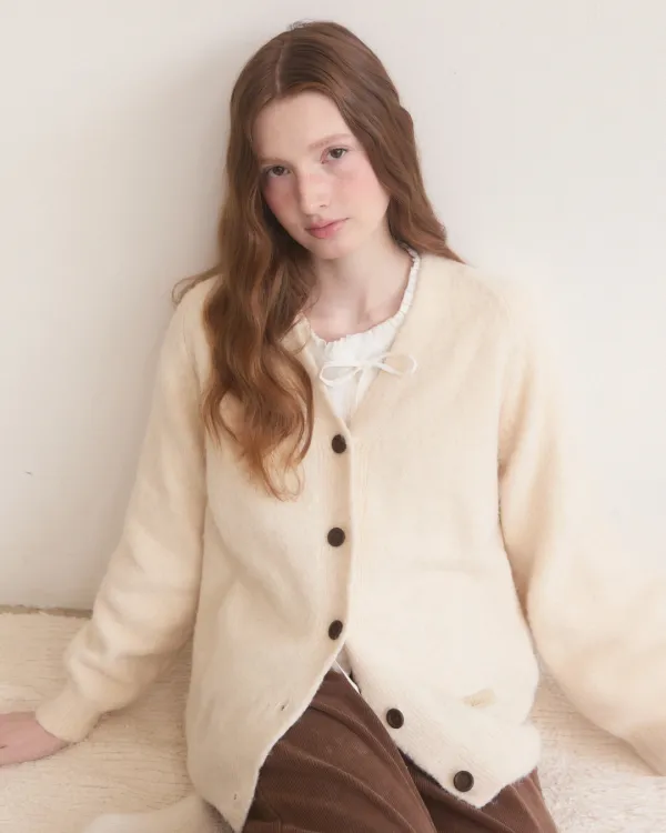 Lambs wool overfit v neck cardigan - 4color