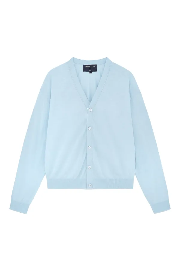 BACK LOGO SEE THROUGH CARDIGAN FOR MEN IN SKY