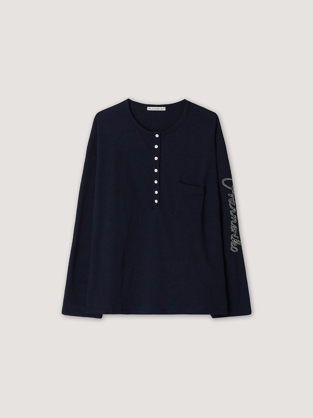 프랑메리코 [3rd] Slub Henley Tee - Navy 상품 이미지 1