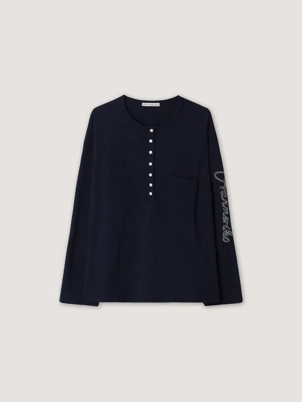 [3rd] Slub Henley Tee - Navy
