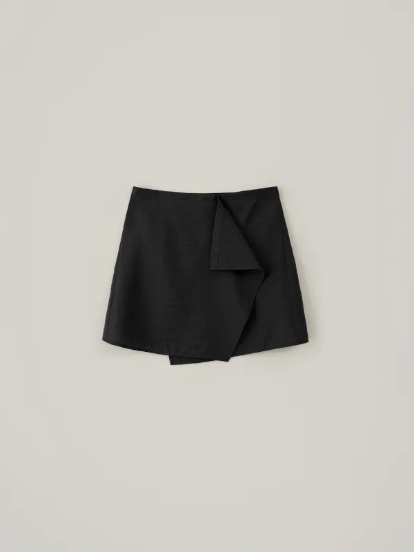 Sheer Button Layered Skirt - Black