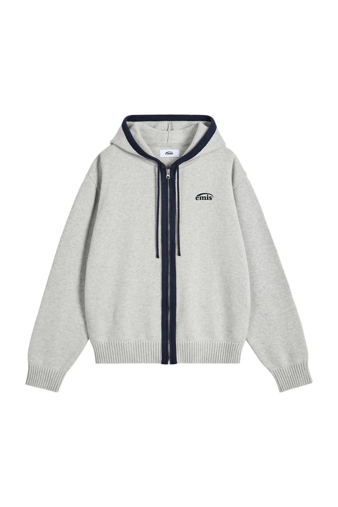 이미스 COLOR-BLOCK KNIT HOOD ZIP-UP-MELANGE GRAY 상품 이미지 1