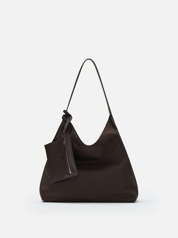 Pulpy hobo bag Nylon Umber
