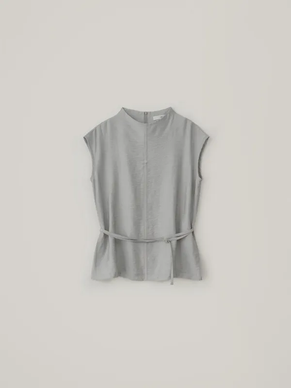 Mock Neck Sleeveless Blouse - Light Gray