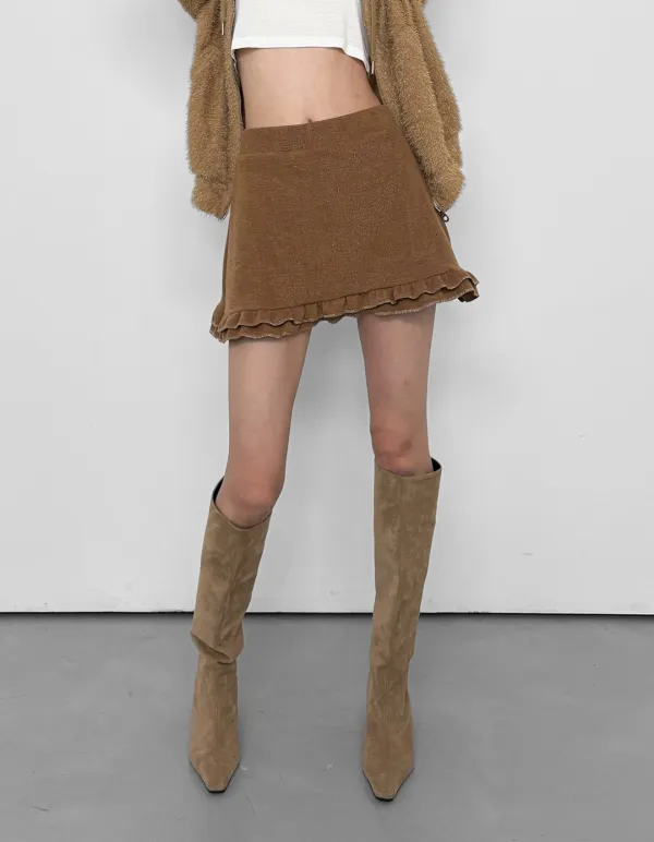 SHIMMER FRILL SKORT, BROWN