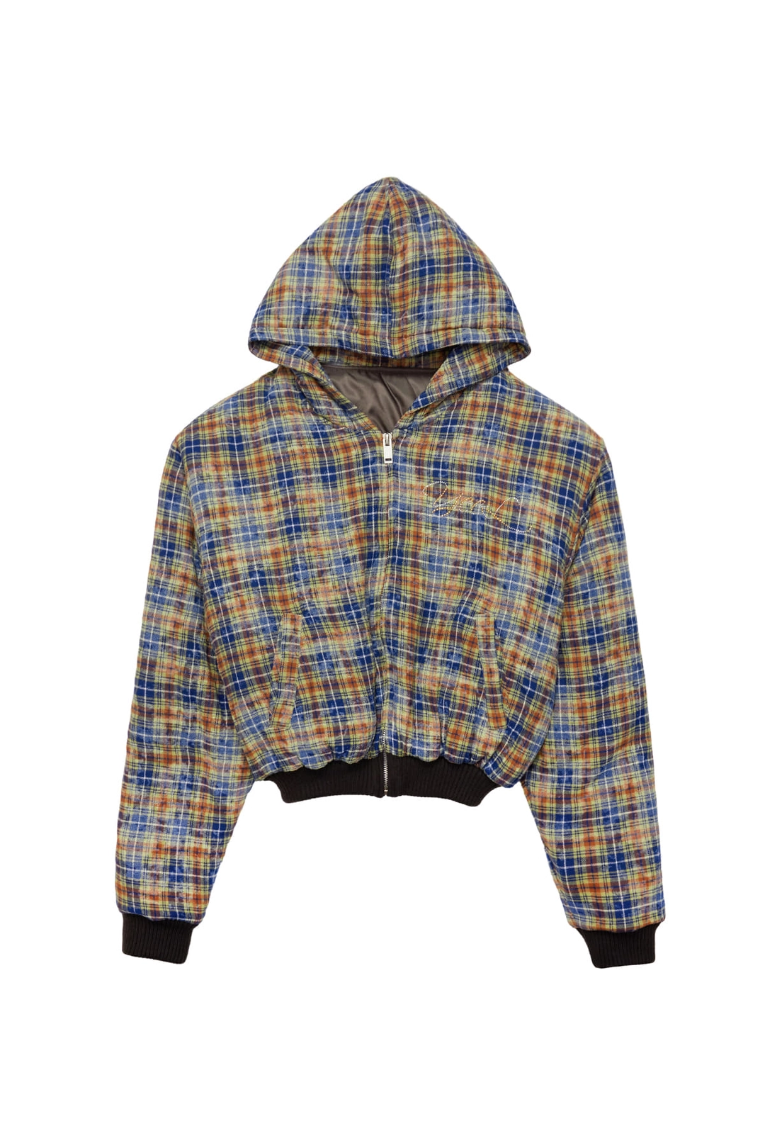 와이이이엘 CUBIC TARTAN CHECK HOODIE JUMPER GREEN 상품 이미지 3
