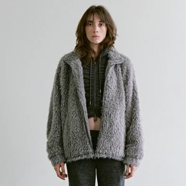Shaggy Zip-up Jacket [ Gray ]