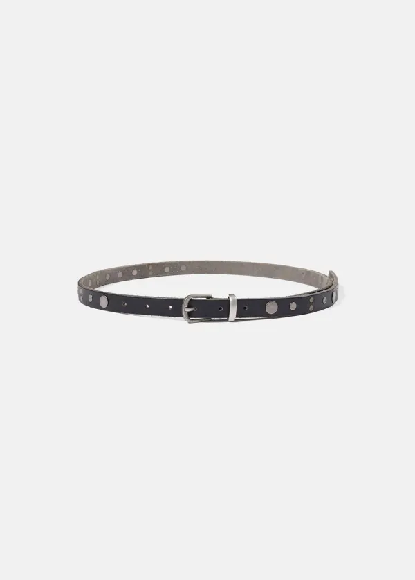 VINTAGE STUDDED LEATHER BELT (BLACK)