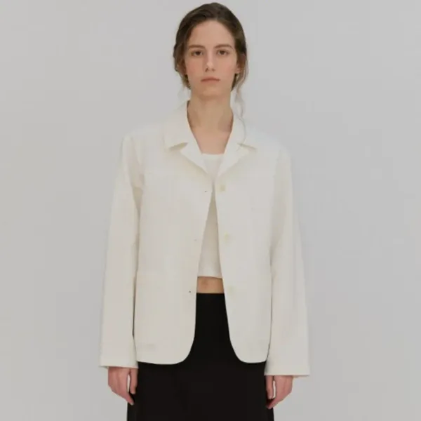Classic cotton collar jacket_white
