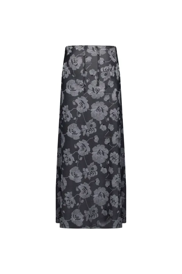 FLORAL JACQUARD MAXI SKIRT (GRAY)