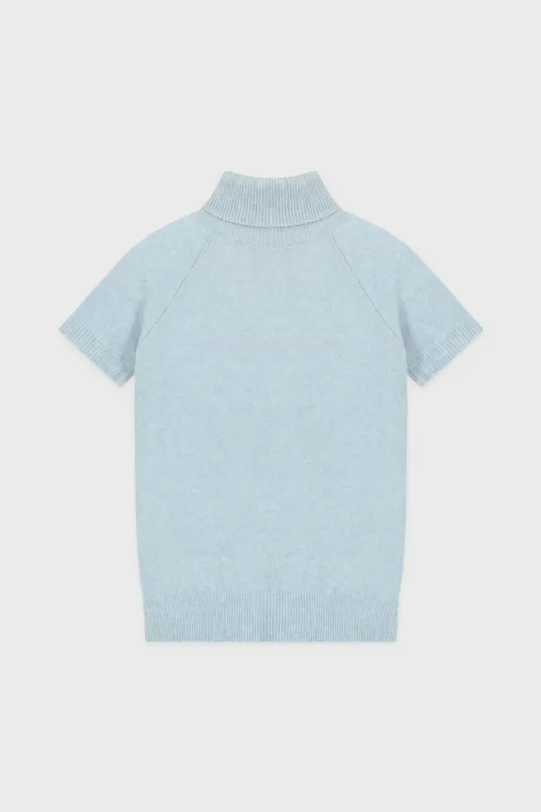 Rabbit Tie Half Sleeve Turtleneck Knit (Light Blue)