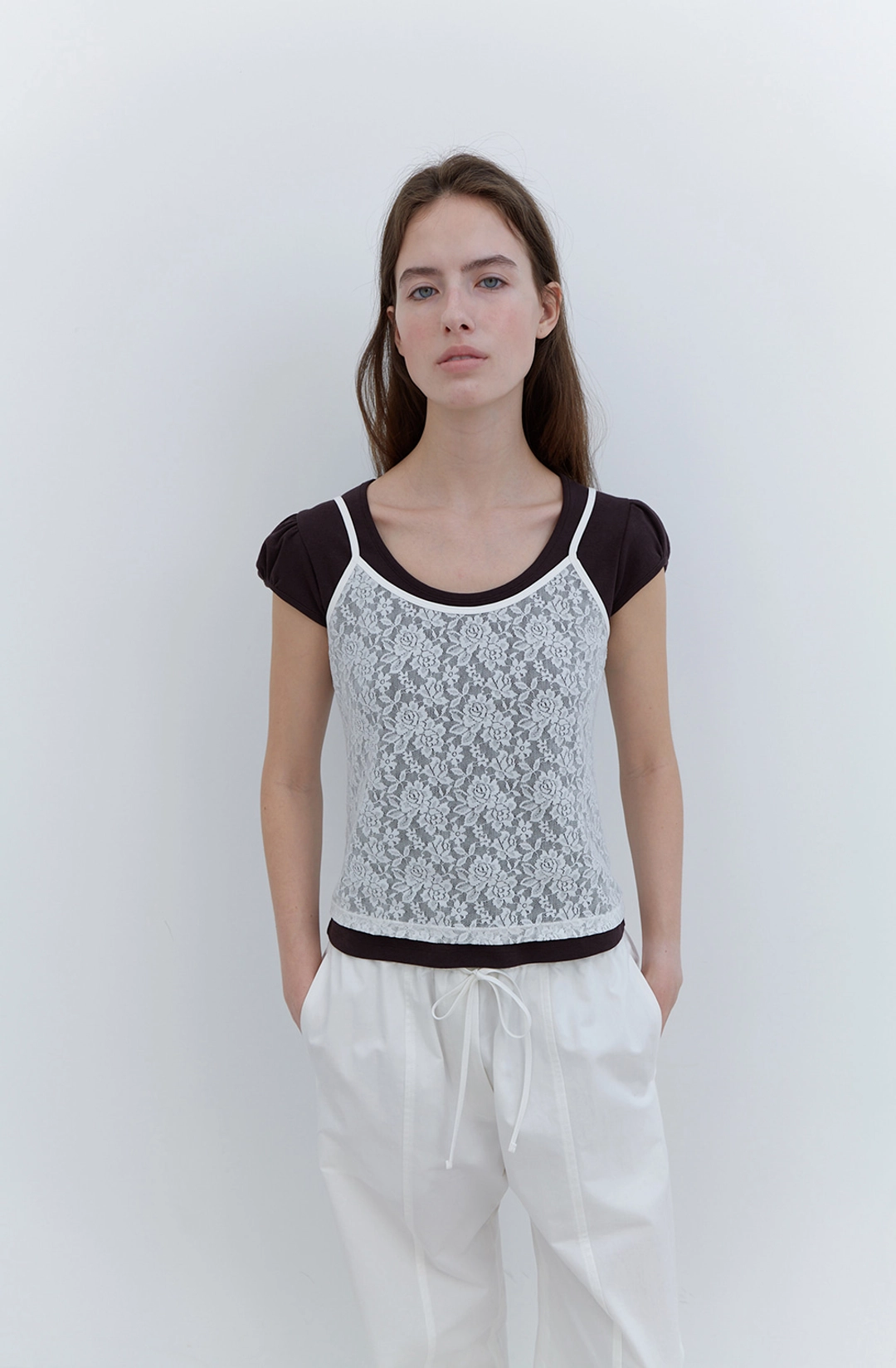엘오61 [2ND] Daria Lace Top in White 상품 이미지 2