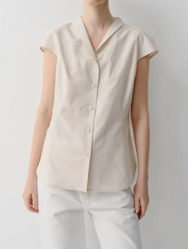 Lena Shawl Collar Blouse (Cream)